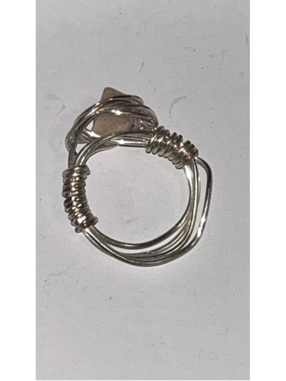 Women's Unbranded Silver Wire Wrapped Ring with Beige Stone - Picture 3 of 5